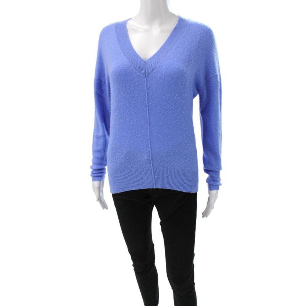 Aqua Cashmere Women Blue V-Neck Pullover Sweater 100% Cashmere Size XS